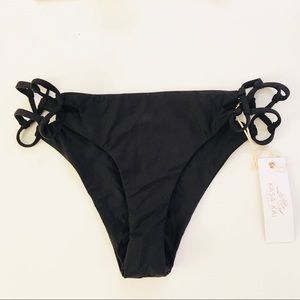 NWT Kasa Kai Black Bikini Bottoms Large Swim Knot